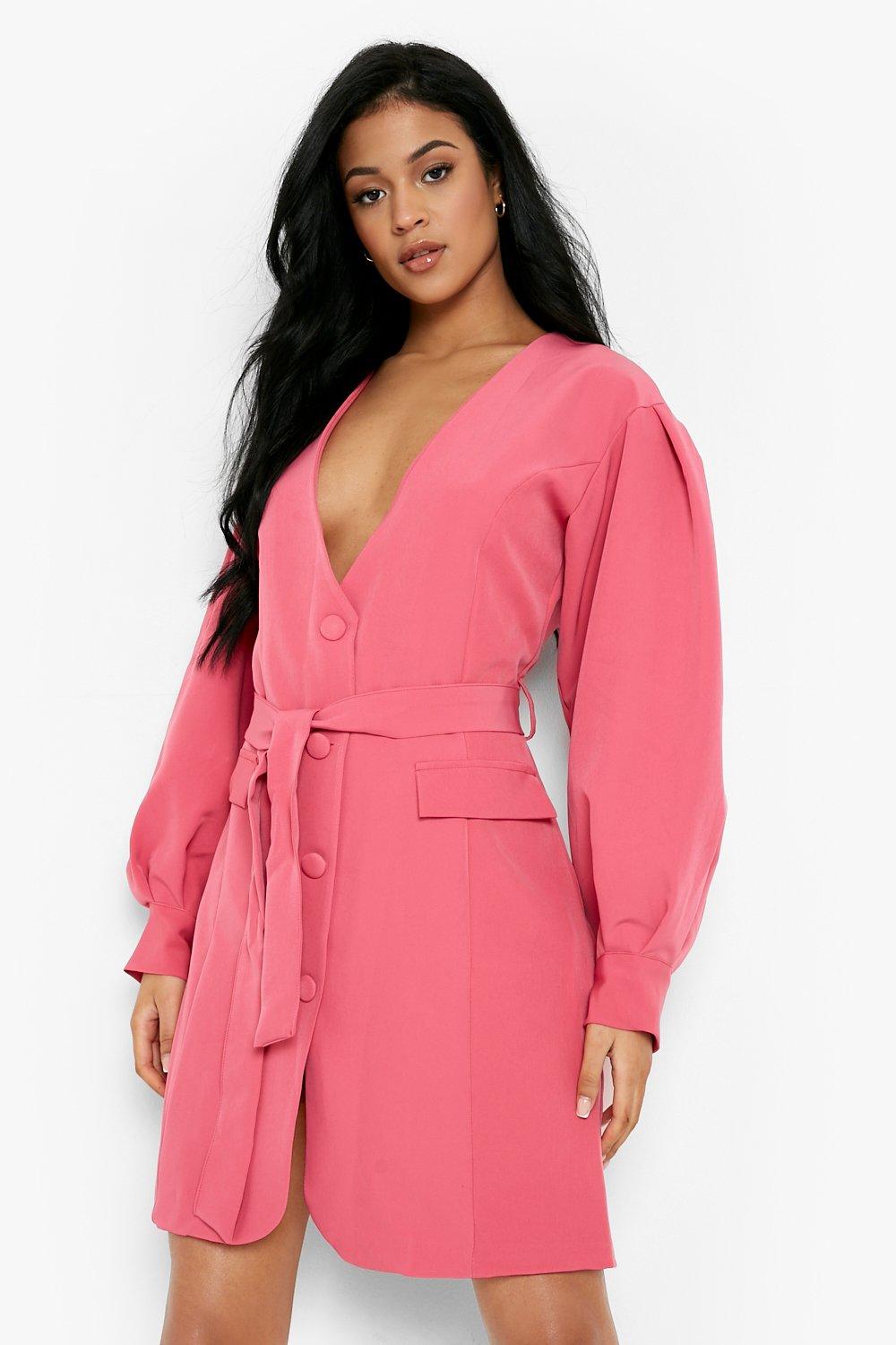Wide sleeve belted blazer dress hotsell